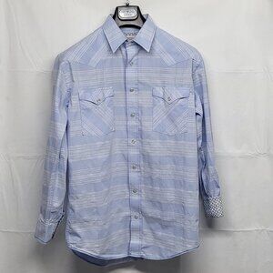 Panhandle Rough Stock Shirt Pearl Snap Mens Medium Long Sleeve Flip Cuff